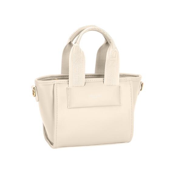 David Jones PU Leather Embossed Pattern Handles Small Handbag | Creamy White - Picture 2 of 6